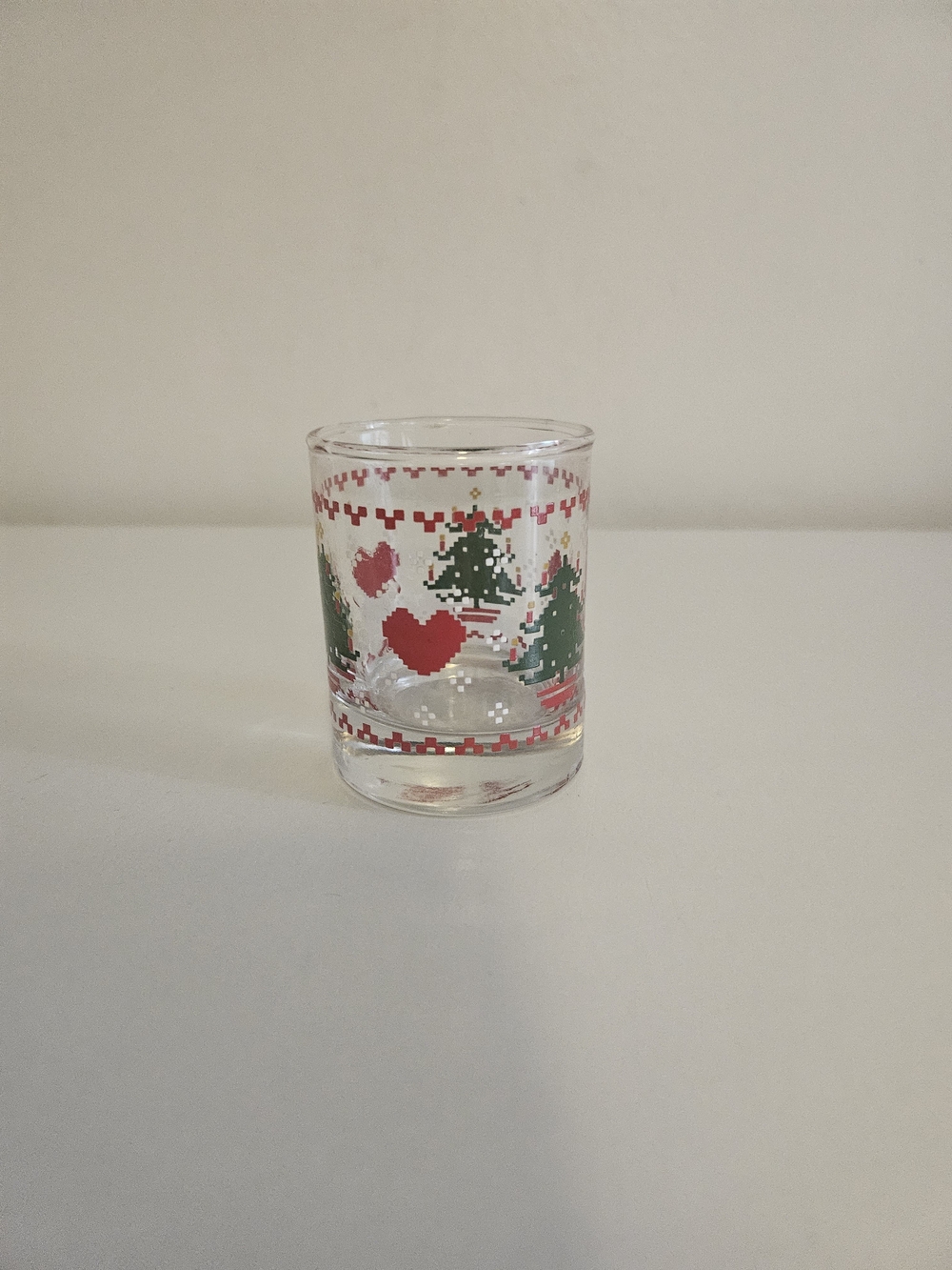 1984 Anchor Hocking Christmas Tree Hearts Pixel design Votive